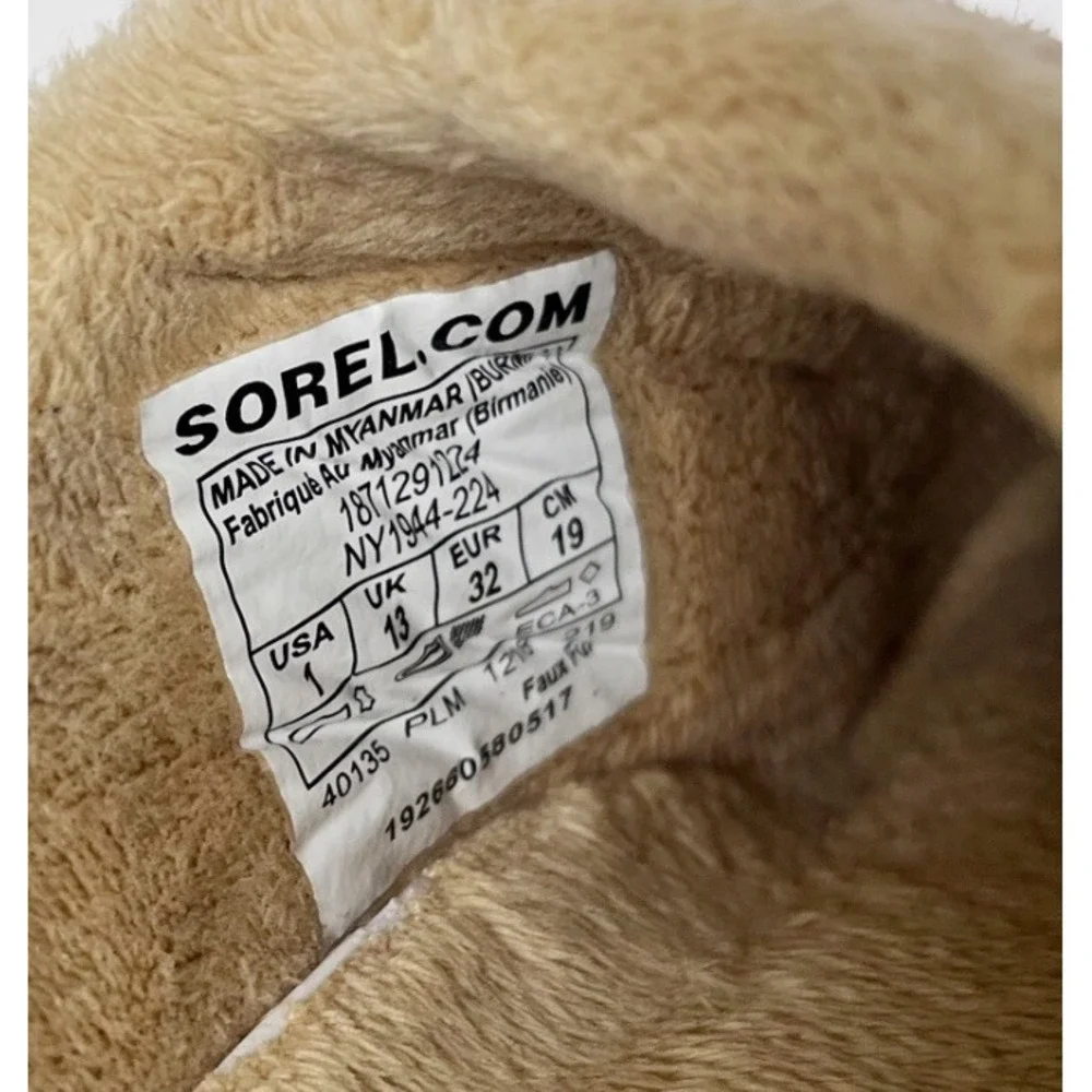 Sorel Kids Suede Slippers Tan Lanner Ridge Mules Size 1 Boys Girls